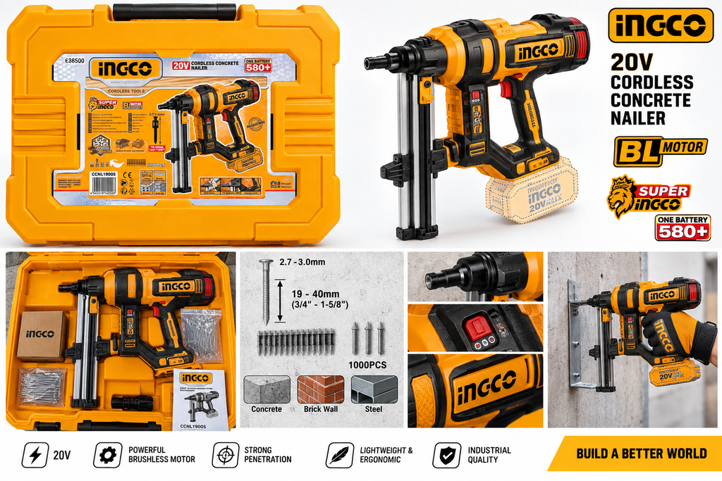 INGCO 20V Cordless Concrete Nailer