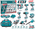 TOTAL 20V 9-Piece Cordless Industrial Combo Kit – 9-in-1